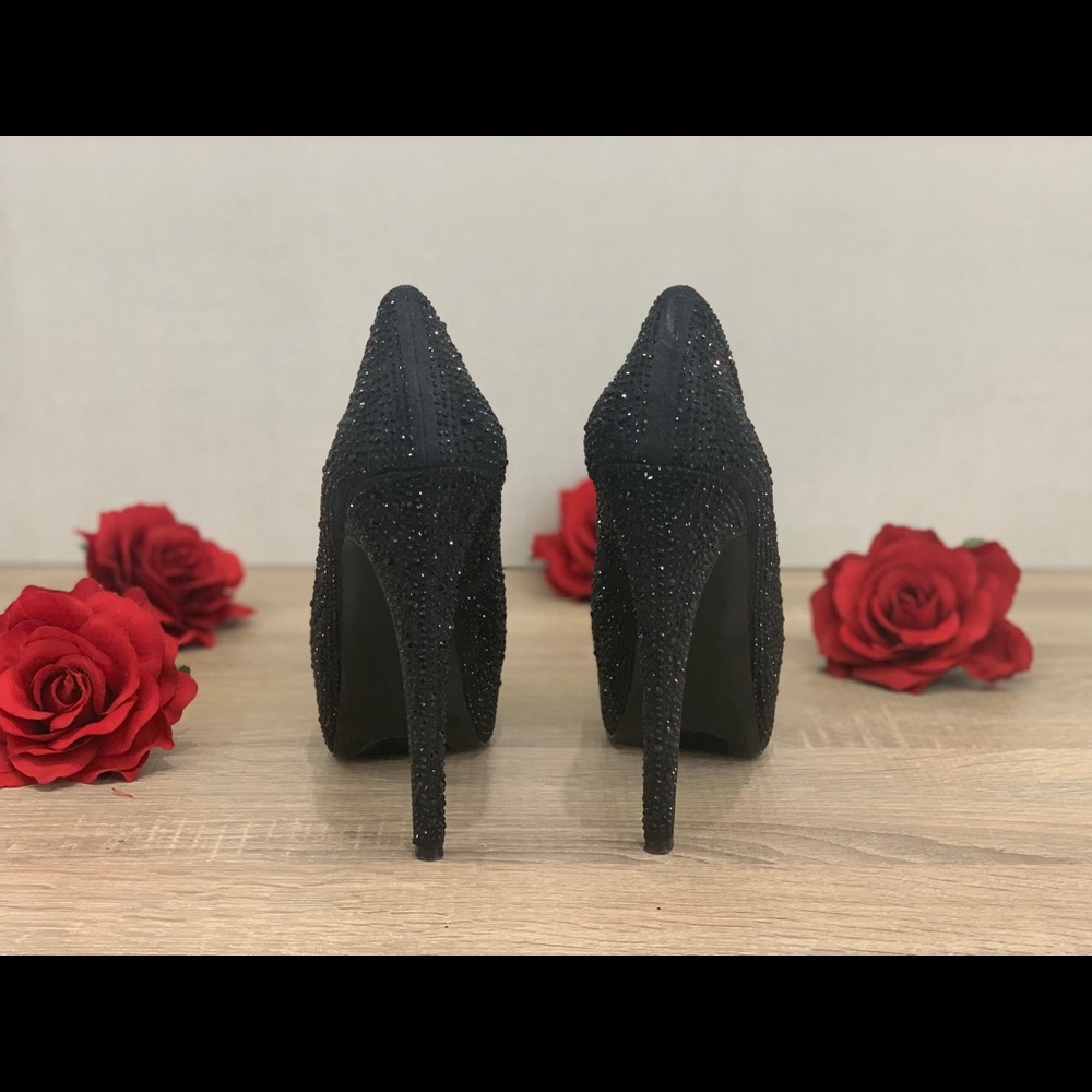 Steve Madden Black Rhinestone Platform Pumps - Picture 10 of 11